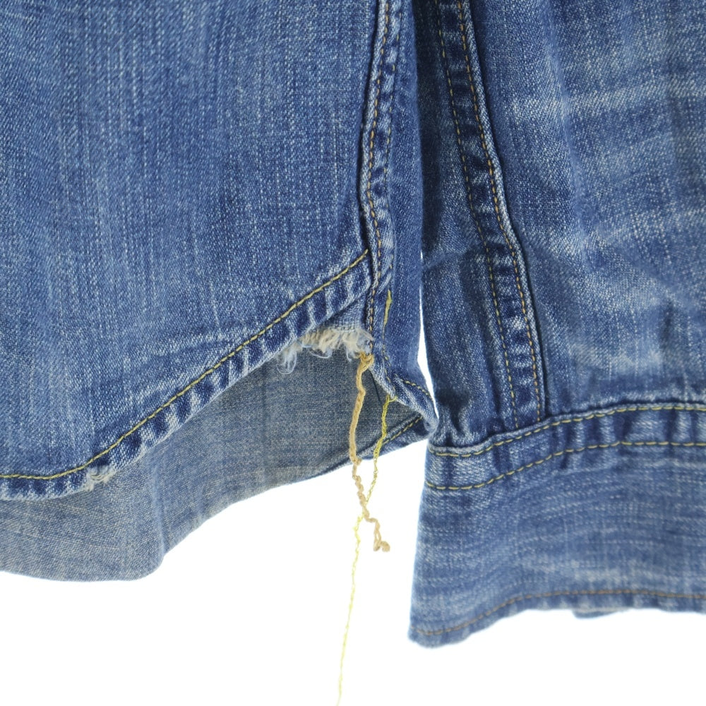 REMI RELIEF(レミ レリーフ) スタッズ付き ウォッシュ加工 長袖 デニムシャツ ライトブルー