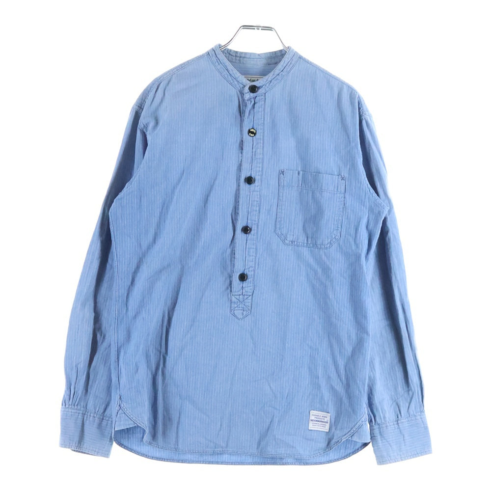 NEIGHBORHOOD(ネイバーフッド) ノーカラー ストライプ 長袖シャツ