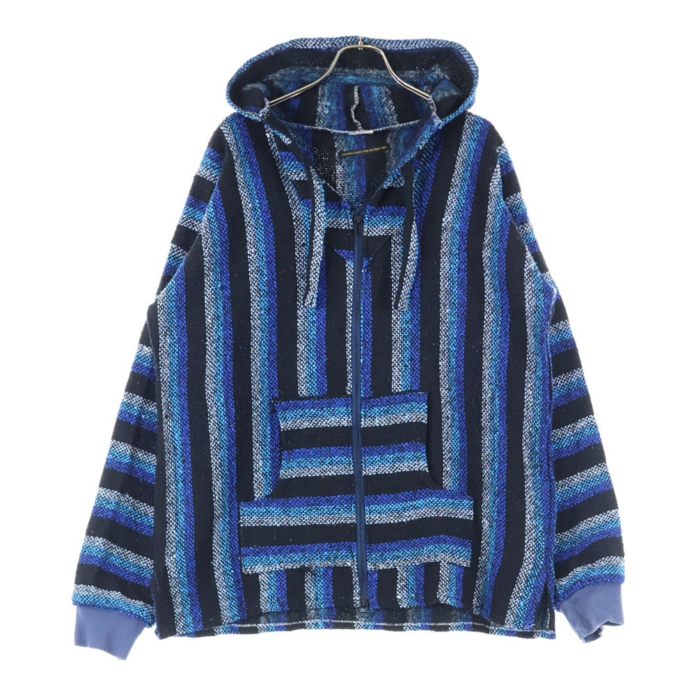 TALKING ABOUT THE ABSTRACTION(トーキング アバウト ザ アブストラクション) ストライプ柄 ジップアップ メキシカンパーカー ブラック/ブルー