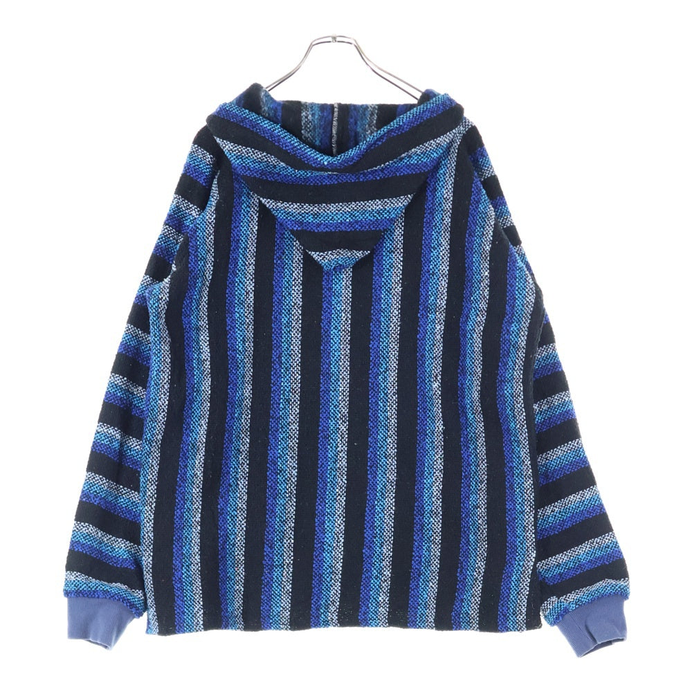 TALKING ABOUT THE ABSTRACTION(トーキング アバウト ザ アブストラクション) ストライプ柄 ジップアップ メキシカンパーカー ブラック/ブルー