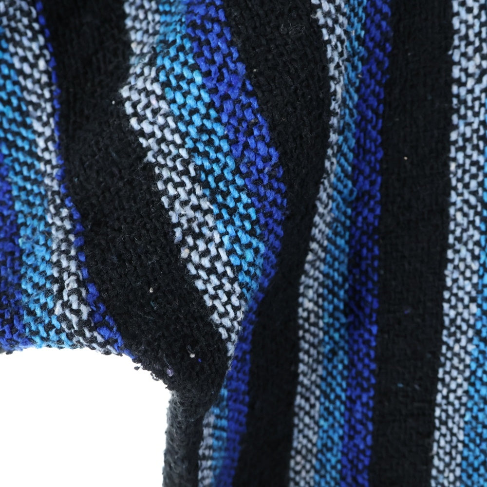 TALKING ABOUT THE ABSTRACTION(トーキング アバウト ザ アブストラクション) ストライプ柄 ジップアップ メキシカンパーカー ブラック/ブルー