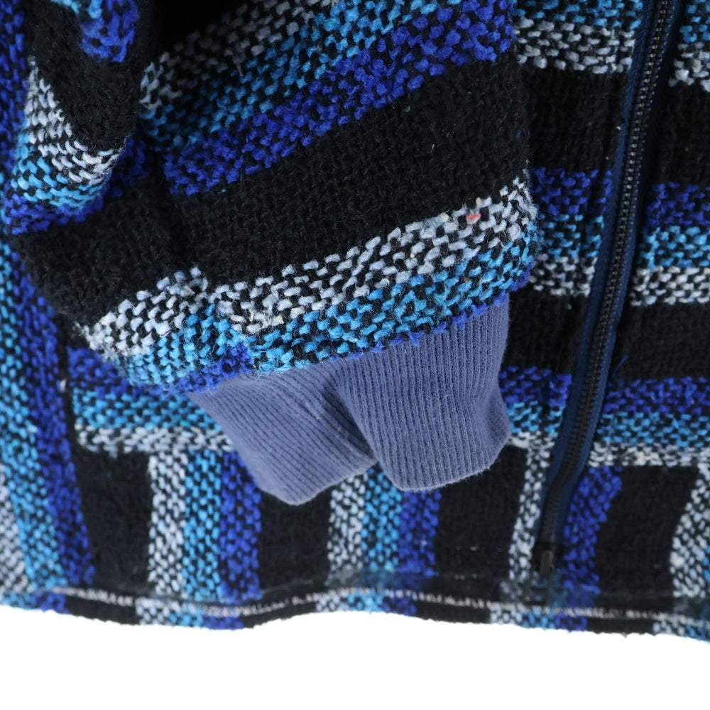 TALKING ABOUT THE ABSTRACTION(トーキング アバウト ザ アブストラクション) ストライプ柄 ジップアップ メキシカンパーカー ブラック/ブルー