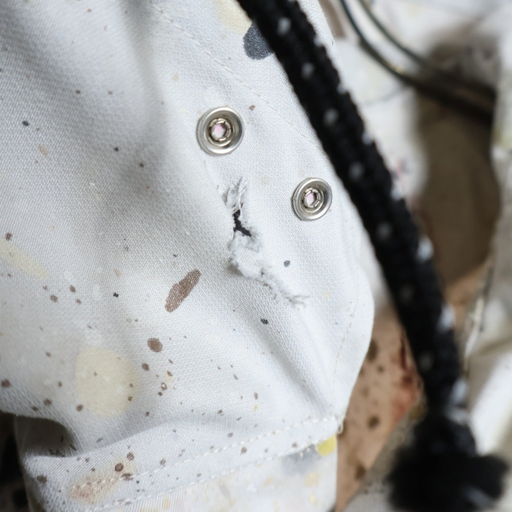 TALKING ABOUT THE ABSTRACTION(トーキング アバウト ザ アブストラクション) CLOTH MODS PARKA ペンキ柄 クロース モッズ パーカー ホワイト SW-J-001