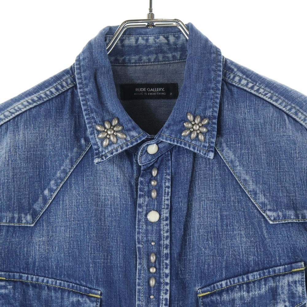 RUDE GALLERY(ルードギャラリー) スタッズシャツ デニムシャツ スナップボタン 長袖シャツ ブラックデニム インディゴ