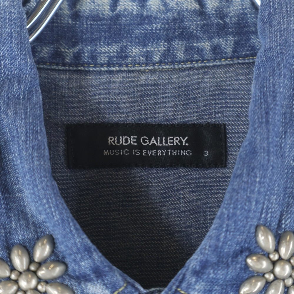 RUDE GALLERY(ルードギャラリー) スタッズシャツ デニムシャツ スナップボタン 長袖シャツ ブラックデニム インディゴ