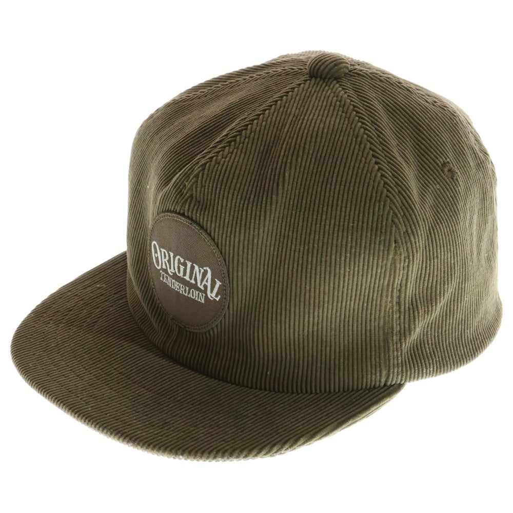 TENDERLOIN(テンダーロイン) コーデュロイ スナップバック ストレートキャップ ロゴパッチ カーキ