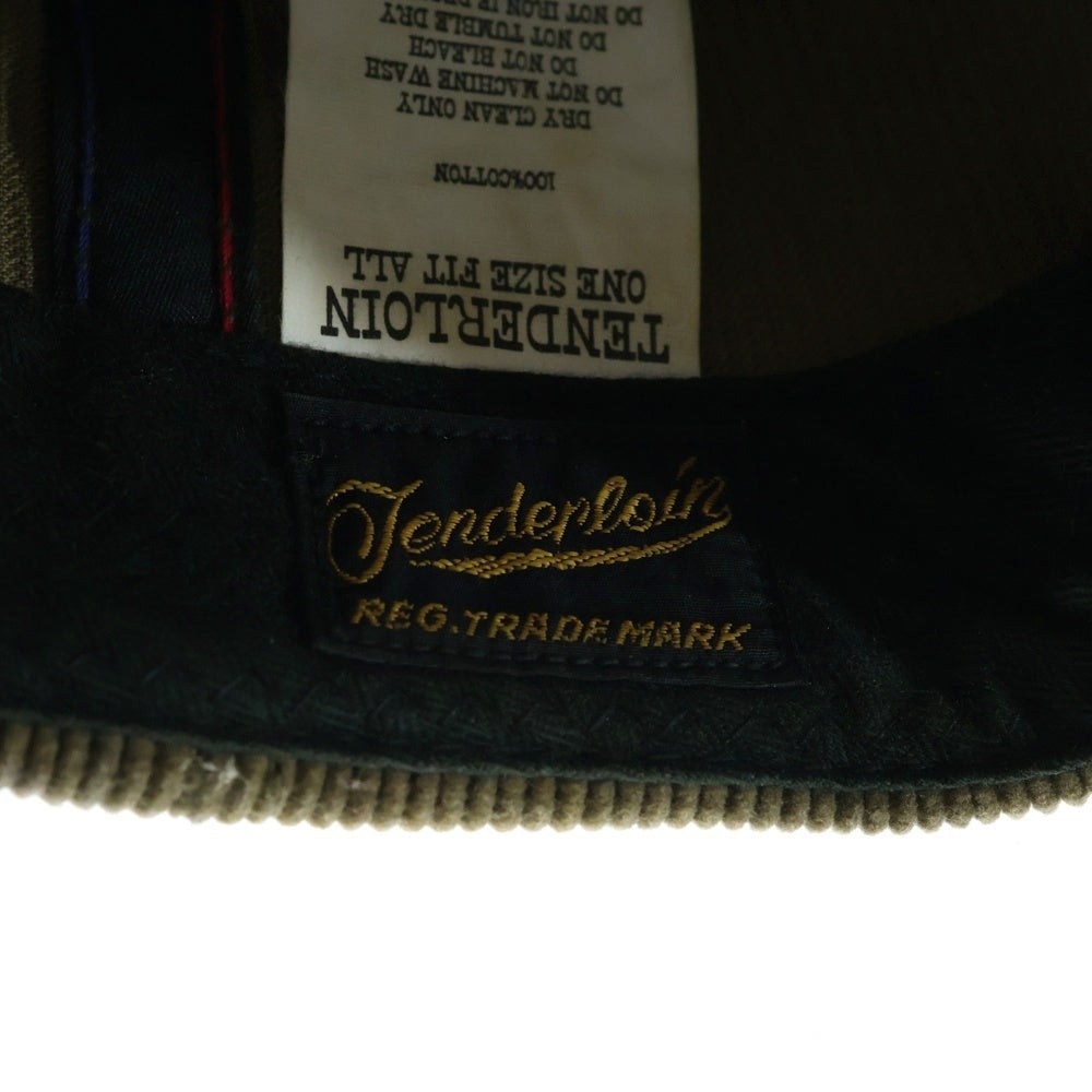 TENDERLOIN(テンダーロイン) コーデュロイ スナップバック ストレートキャップ ロゴパッチ カーキ