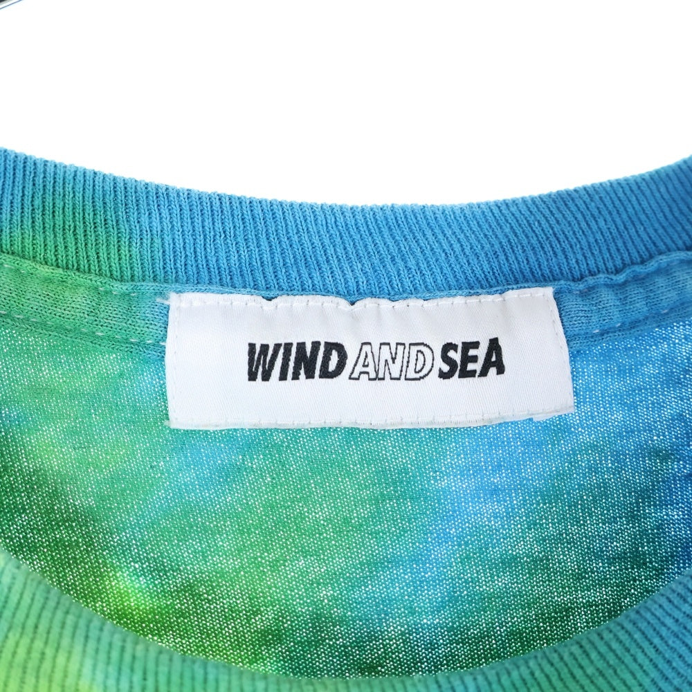 WIND AND SEA(ウィンダンシー) タイダイ サイケデリック ロゴプリント 長袖 クルーネック Tシャツ カットソー ロンT マルチカラー