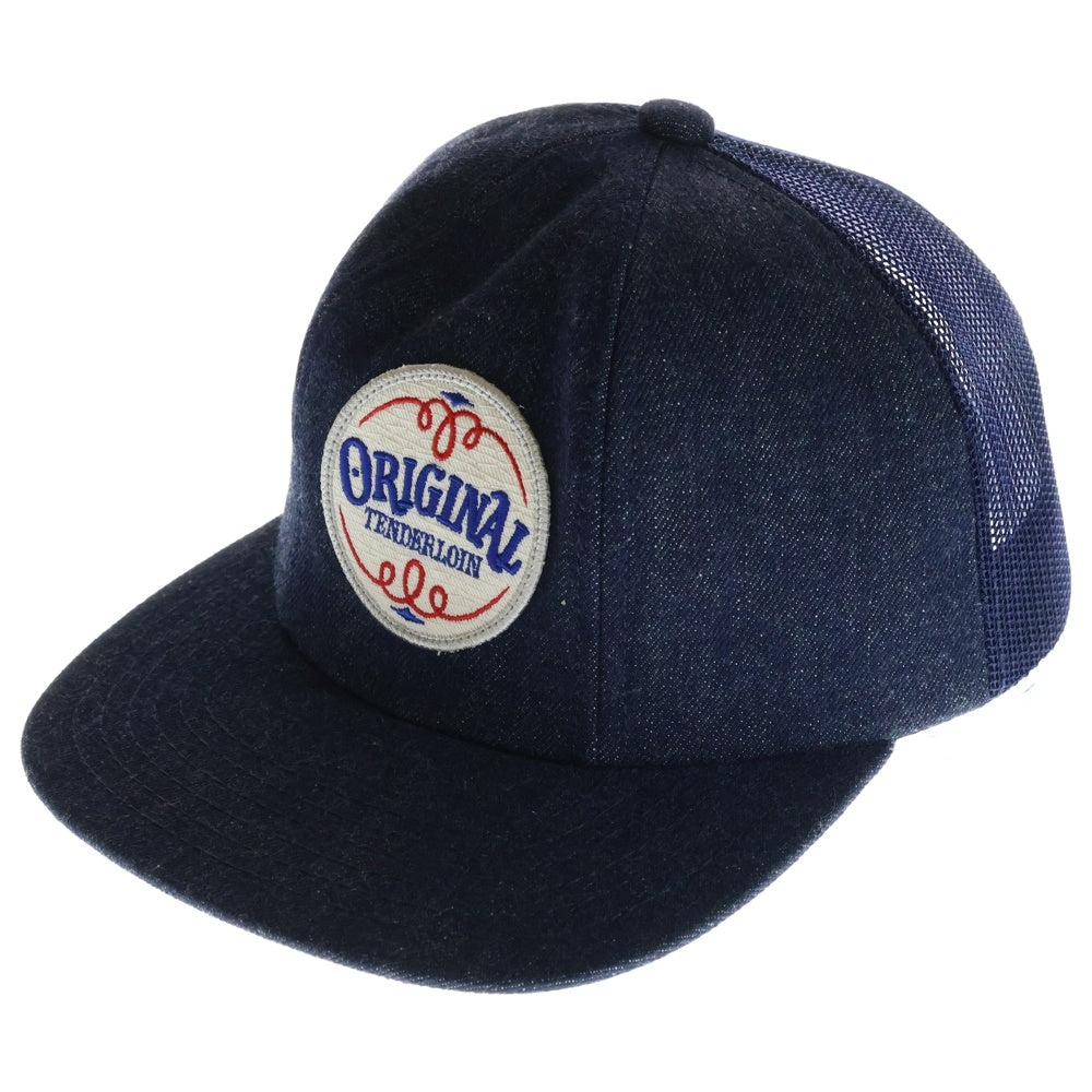 TENDERLOIN(テンダーロイン) デニム トラッカー メッシュ ストレートキャップ スナップバック ロゴパッチ インディゴ