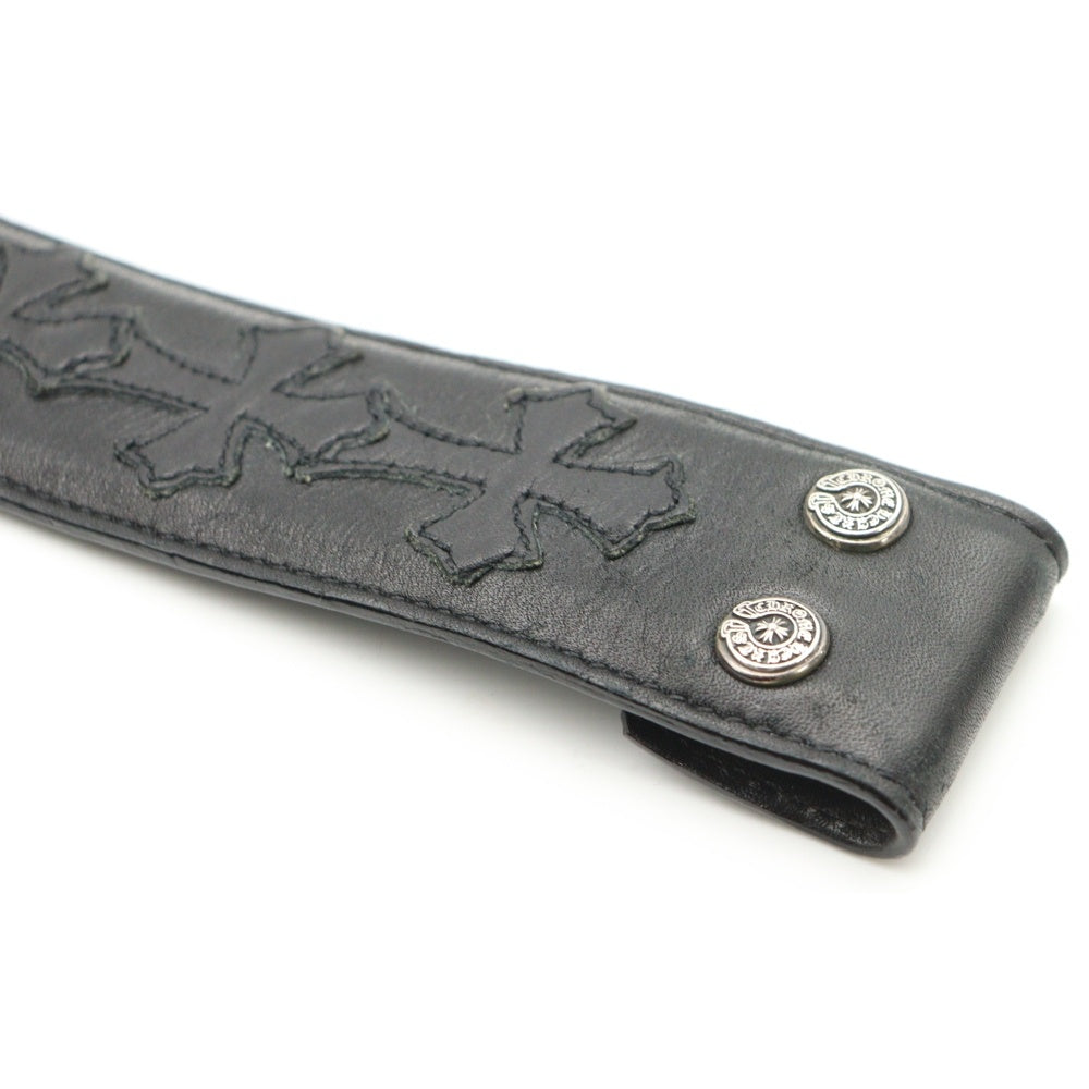 CHROME HEARTS(クロムハーツ) 1.5 STRAP CEMETERY 1.5inchセメタリークロスパッチ レザーベルト ブラック