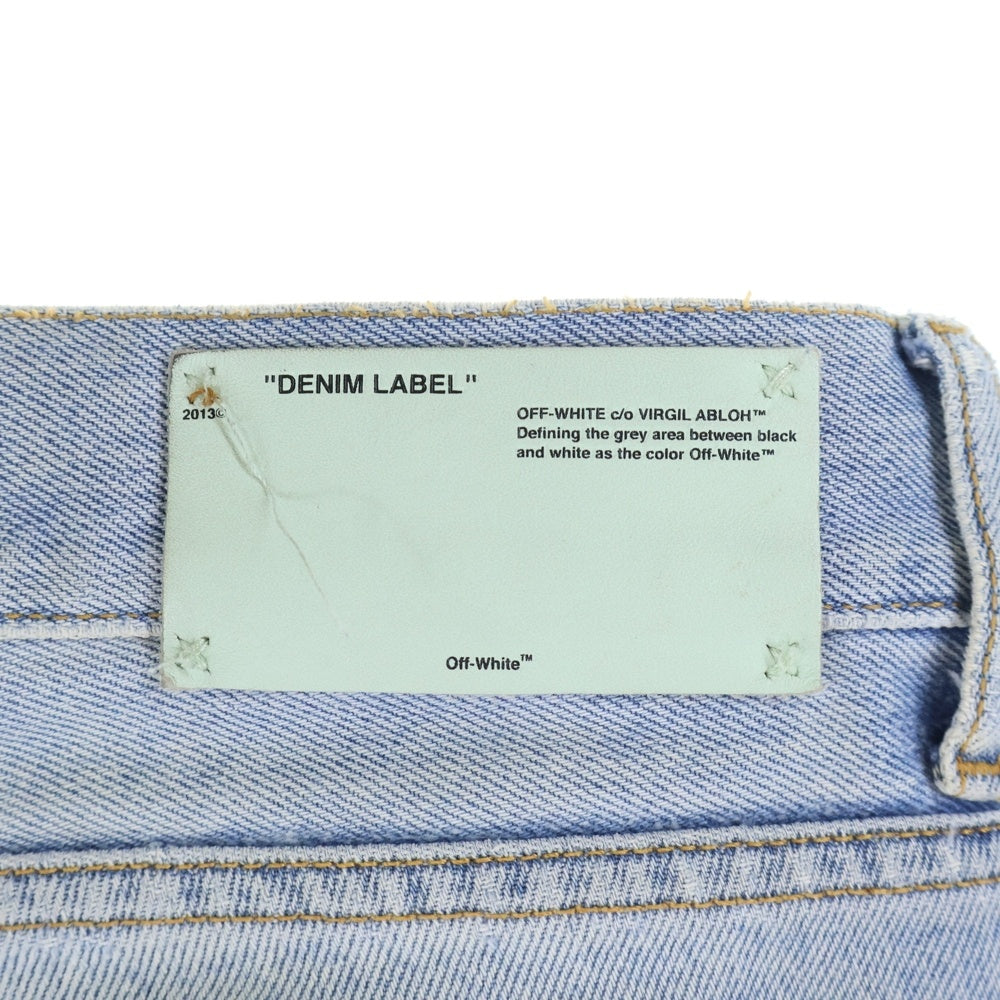 OFF-WHITE(オフホワイト) スプレーペイント ストレートボタンフライデニムパンツ インディゴ