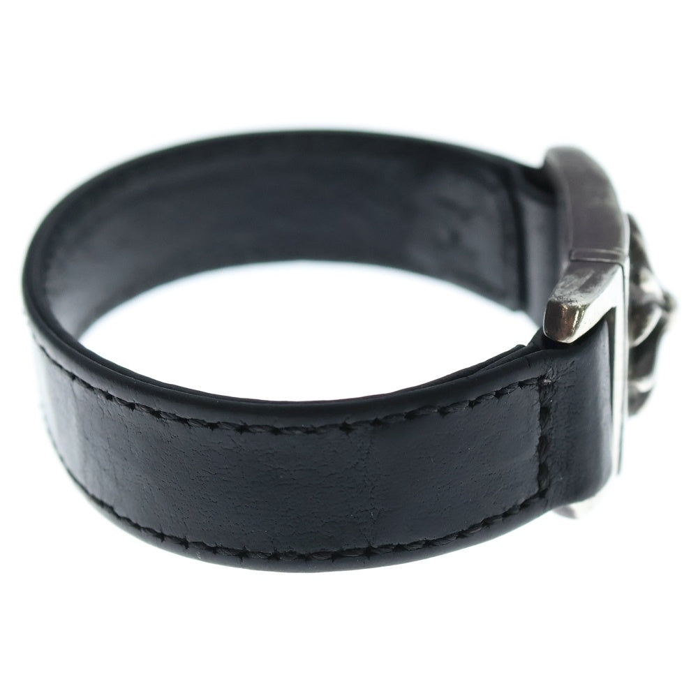 CHROME HEARTS(クロムハーツ) HARNESS CLASP ハーネスクラスプ レザーブレスレット ブラック/シルバー