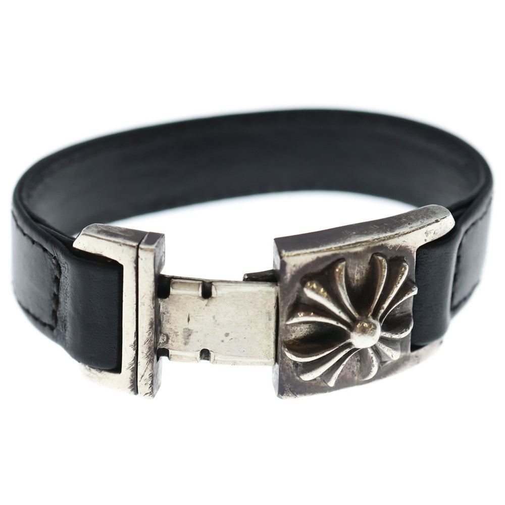 CHROME HEARTS(クロムハーツ) HARNESS CLASP ハーネスクラスプ レザーブレスレット ブラック/シルバー