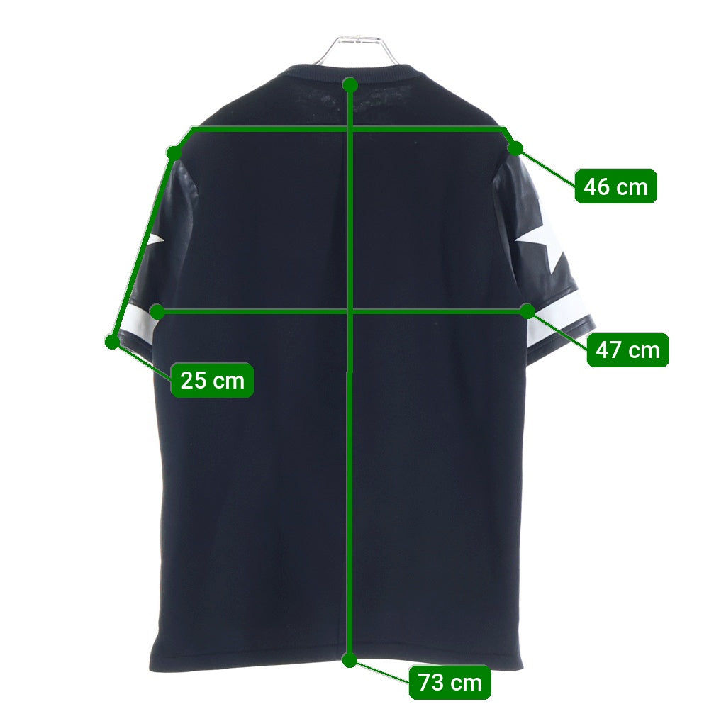 GIVENCHY(ジバンシィ) 17SS スタープリントレザー切り替えTシャツ サイドジップ ブラック 17S 0401 434