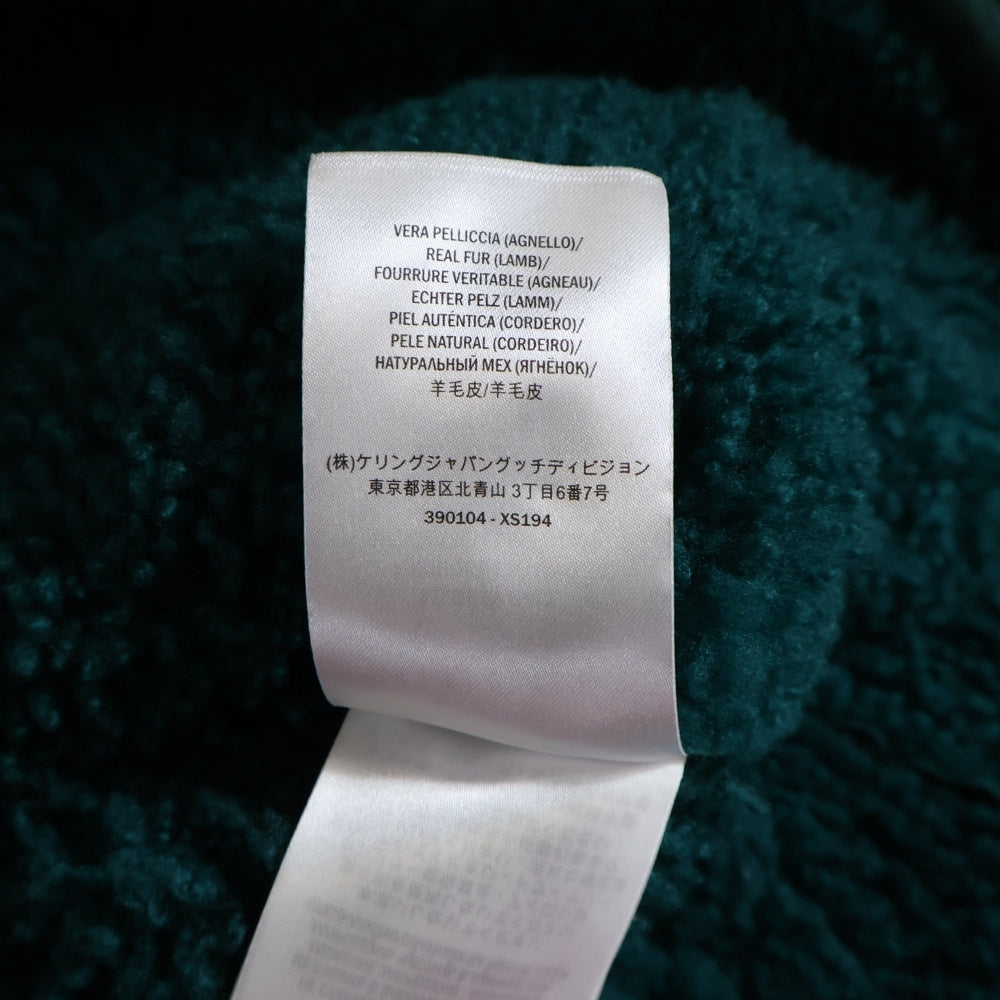 GUCCI(グッチ) ムートン ダブル ライダース ジャケット ラムレザー 裏ボア レディース グリーン 390104