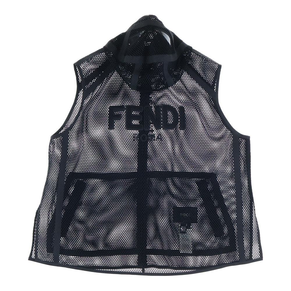 FENDI(フェンディ) ノースリーブ メッシュ パーカー ジップアップ フェンディモンスター ブラック FW0964 A6TS F0FQA1
