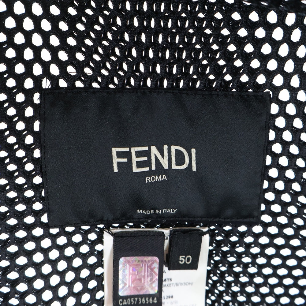 FENDI(フェンディ) ノースリーブ メッシュ パーカー ジップアップ フェンディモンスター ブラック FW0964 A6TS F0FQA1
