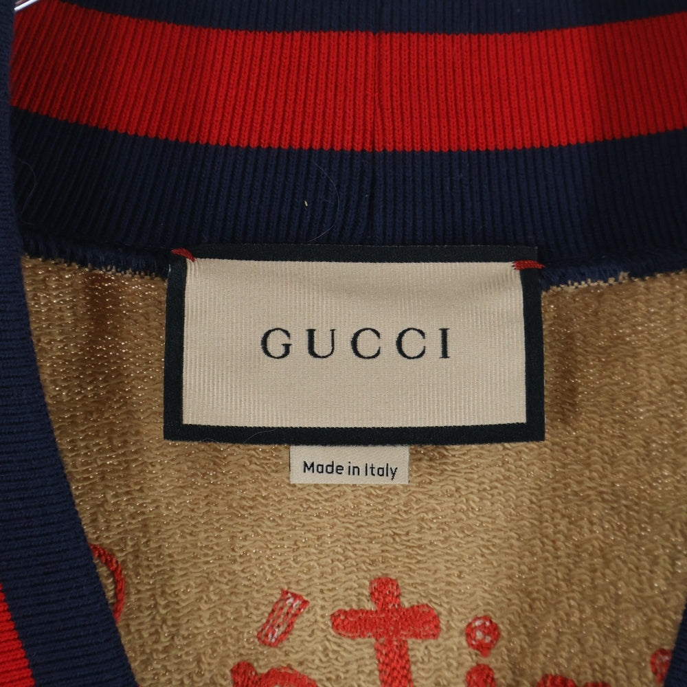 GUCCI(グッチ) コットン ジャージ カーディガン マッシュルーム バック刺繍 ベージュ