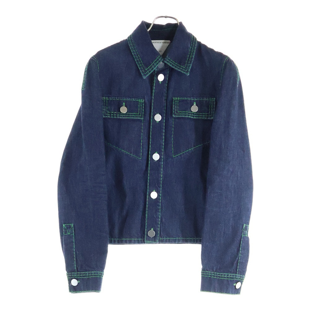 BOTTEGA VENETA(ボッテガヴェネタ) 22SS グリーンステッチ デニムジャケット インディゴ 671063 V1N10