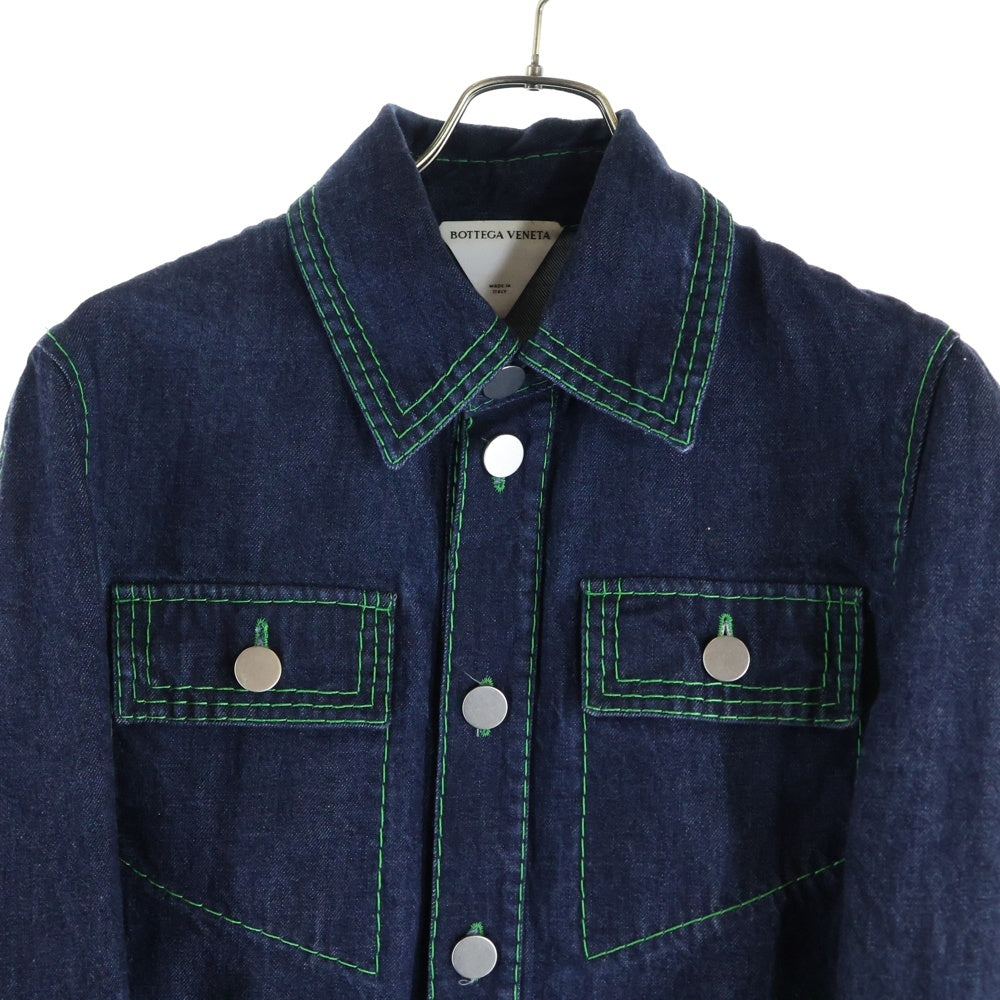 BOTTEGA VENETA(ボッテガヴェネタ) 22SS グリーンステッチ デニムジャケット インディゴ 671063 V1N10