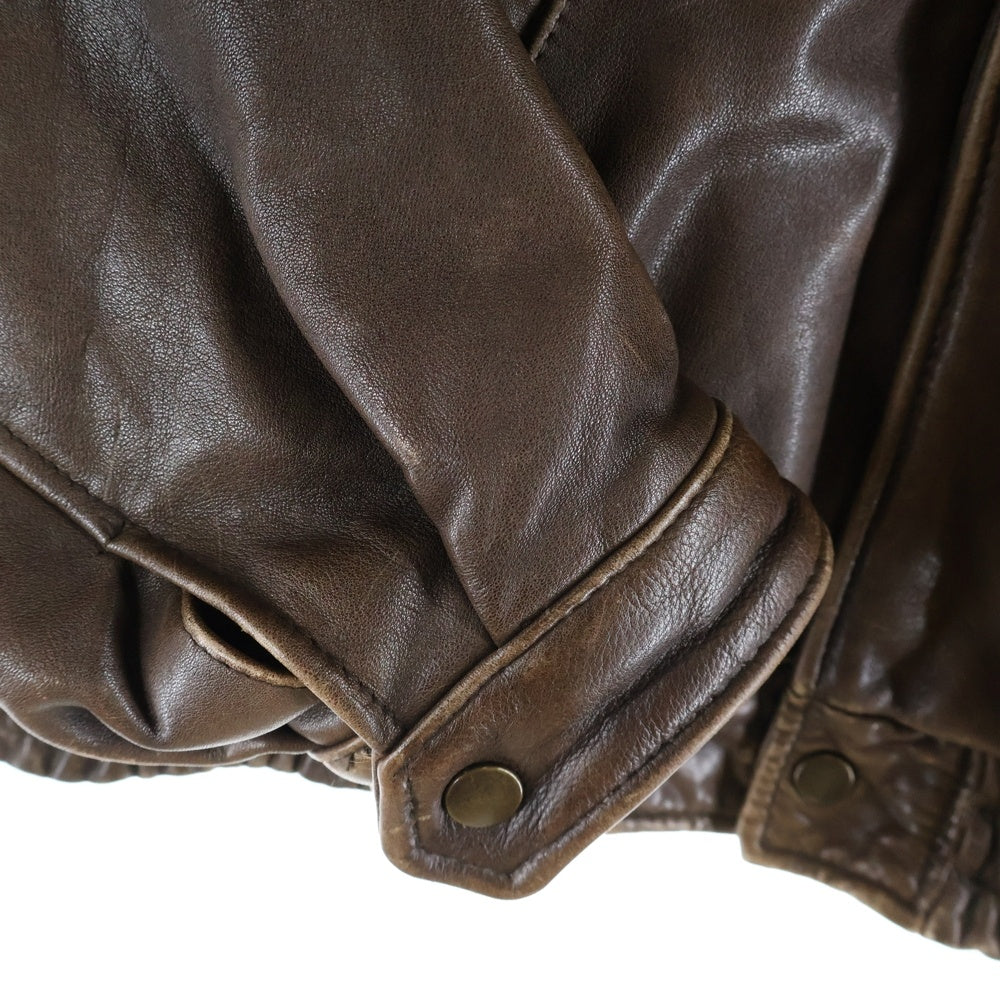 BANANA REPUBLIC(バナナリパブリック) 80s スナップボタン ジップアップレザージャケット ブルゾン ブラウン