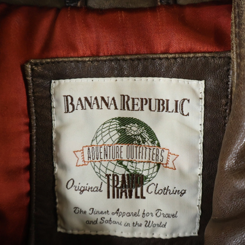 BANANA REPUBLIC(バナナリパブリック) 80s スナップボタン ジップアップレザージャケット ブルゾン ブラウン