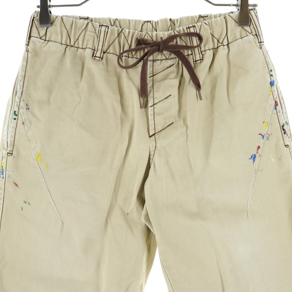 NUMBER (N)INE(ナンバーナイン) 08AW ポートランド期 ペイント加工 ジョガーチノパンツ ベージュ F08-NP001