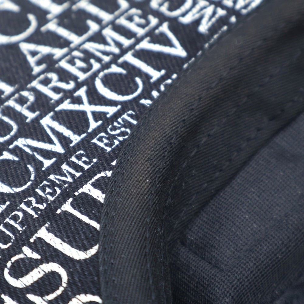 SUPREME(シュプリーム) 15AW Fuck ' Em All Denim Camp Cap ファック・エム・オール デニム キャンプキャップ 総柄 ボックスロゴ 帽子 ブラック/ホワイト