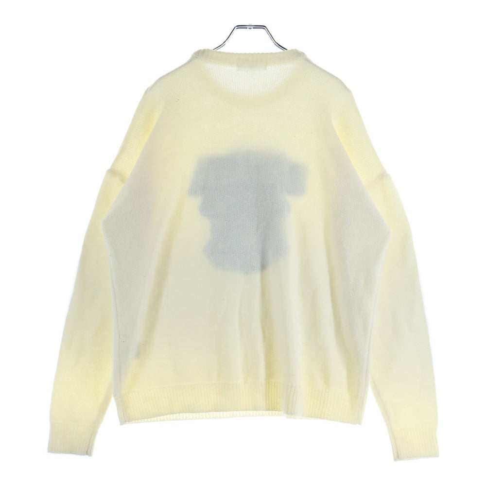 NO BRAND(ノーブランド) UCLA ベア柄 フロントロゴ クルーネック 長袖 ニット/セーター ホワイト N40-19600