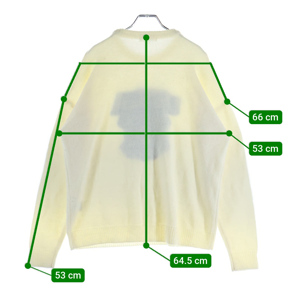 NO BRAND(ノーブランド) UCLA ベア柄 フロントロゴ クルーネック 長袖 ニット/セーター ホワイト N40-19600
