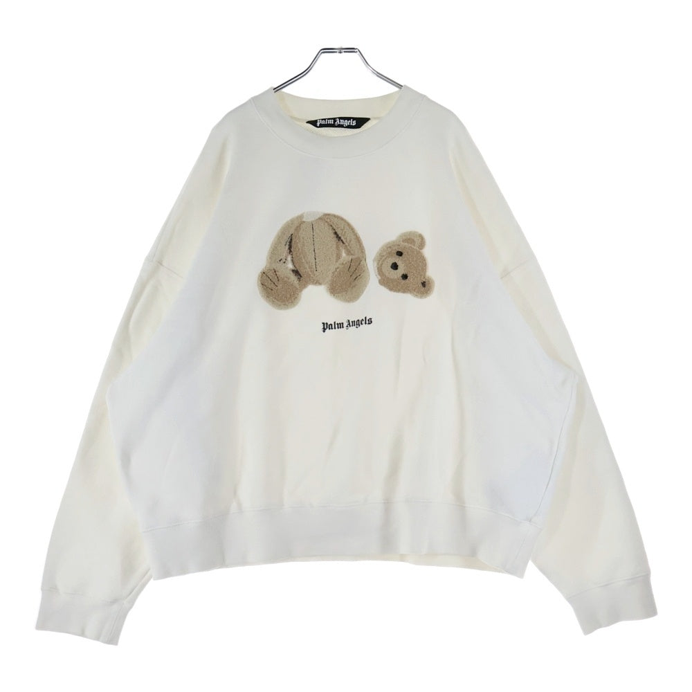 Palm Angels(パームエンジェルス) Kill THE Bear Sweatshirt キルザベアスウェットシャツ フロントデザイン クルーネックトレーナー ホワイト PMBA026C99FLE002