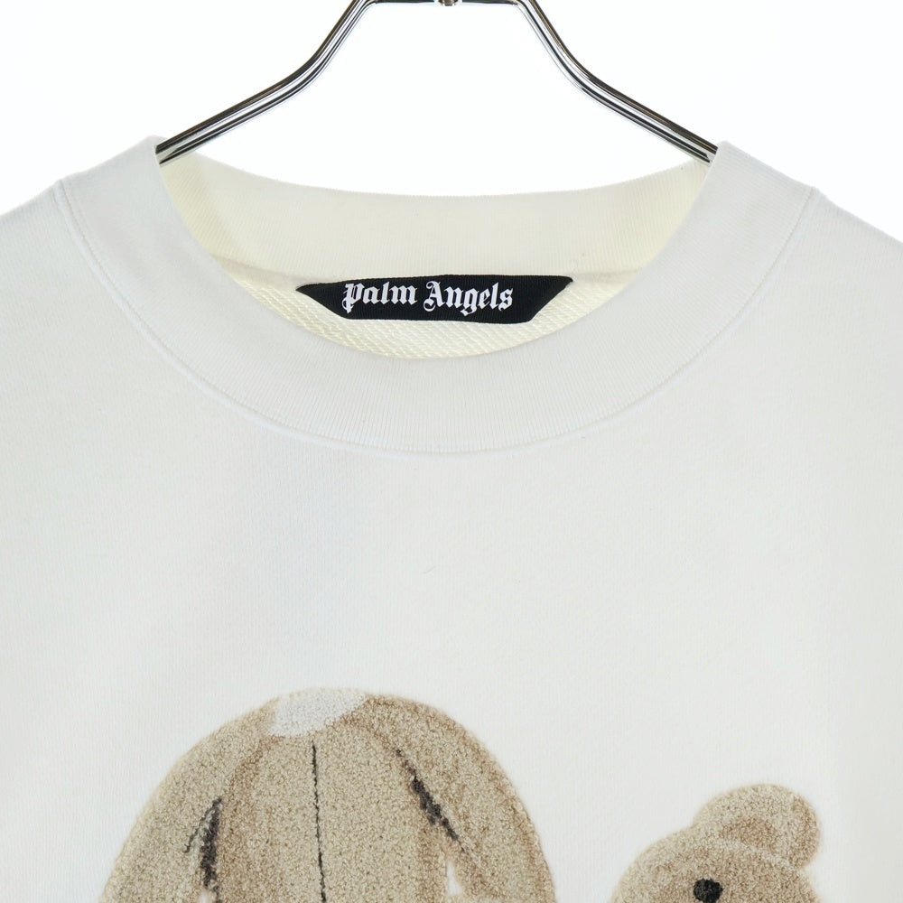 Palm Angels(パームエンジェルス) Kill THE Bear Sweatshirt キルザベアスウェットシャツ フロントデザイン クルーネックトレーナー ホワイト PMBA026C99FLE002