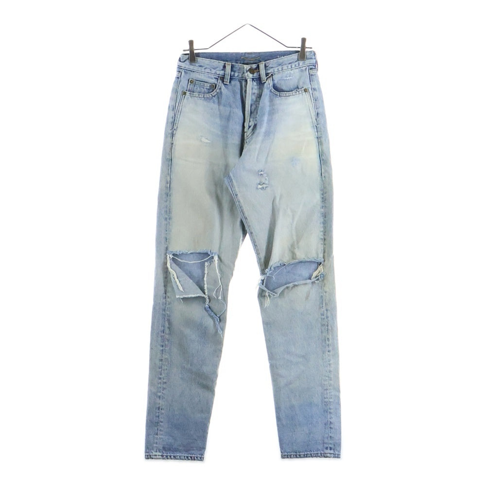 SAINT LAURENT PARIS(サンローランパリ) ウォッシュド加工 ストレートデニムパンツ ジーンズ インディゴ 644024 YM372 レディーズ