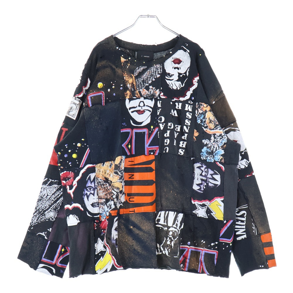 ZAC∴VARGAS(ザックバルガス) パッチワーク ダメージ加工 ロングスリーブTシャツ 長袖カットソー マルチカラー