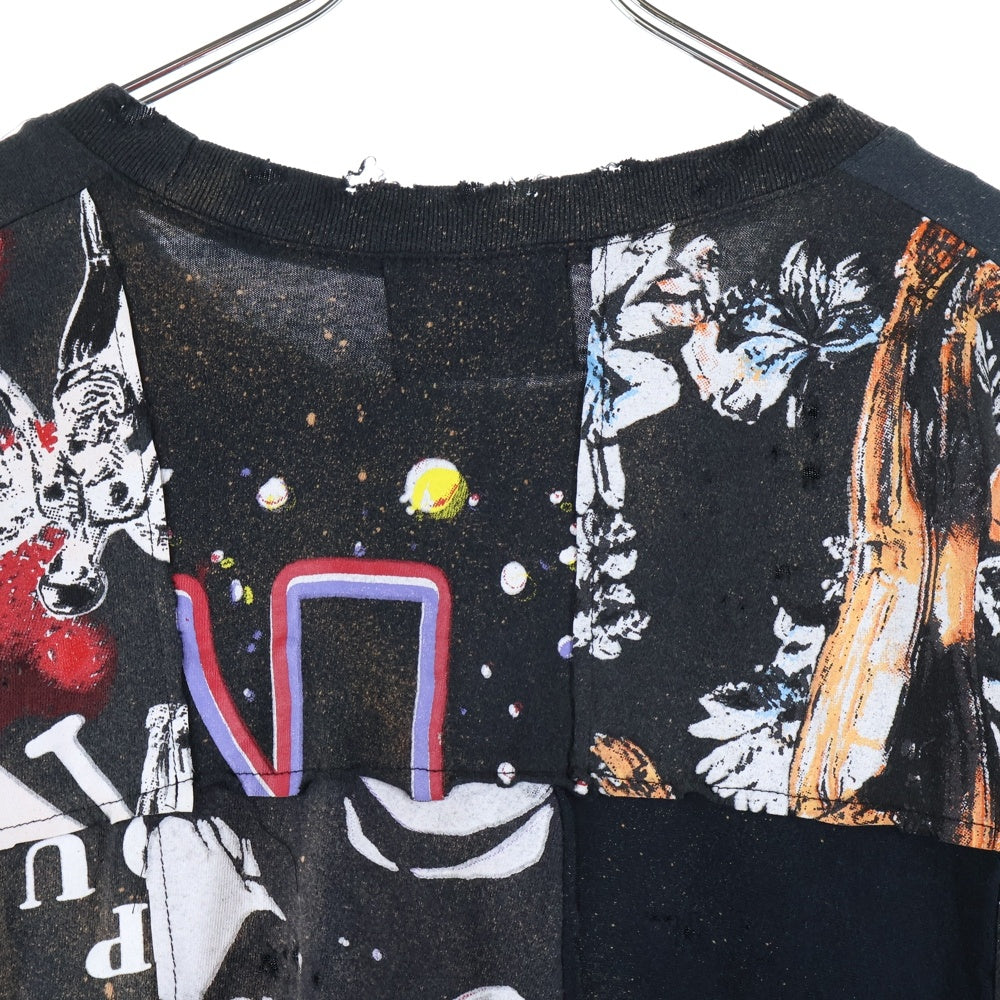 ZAC∴VARGAS(ザックバルガス) パッチワーク ダメージ加工 ロングスリーブTシャツ 長袖カットソー マルチカラー