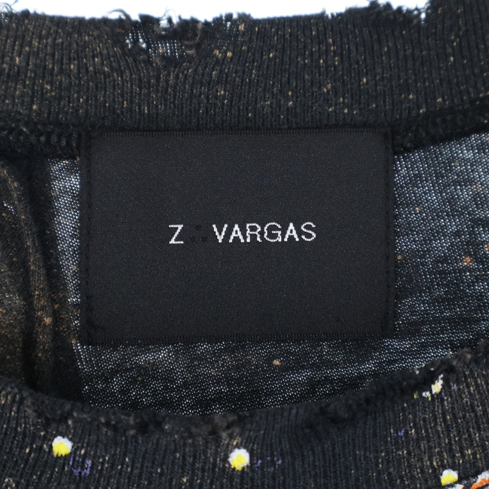 ZAC∴VARGAS(ザックバルガス) パッチワーク ダメージ加工 ロングスリーブTシャツ 長袖カットソー マルチカラー
