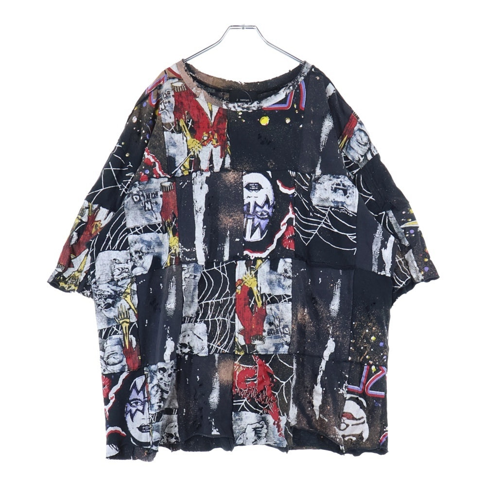 ZAC∴VARGAS(ザックバルガス) パッチワーク ダメージ加工 ショートスリーブカットソー 半袖Tシャツ マルチカラー