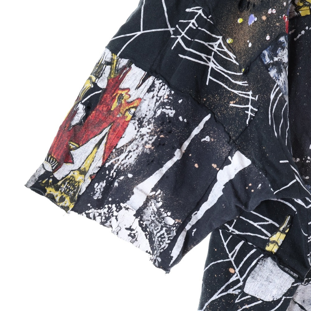 ZAC∴VARGAS(ザックバルガス) パッチワーク ダメージ加工 ショートスリーブカットソー 半袖Tシャツ マルチカラー