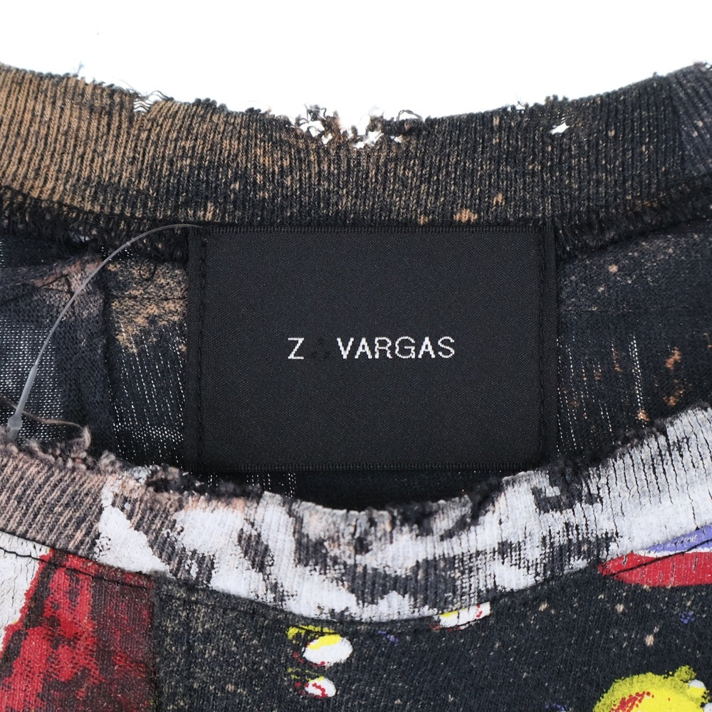 ZAC∴VARGAS(ザックバルガス) パッチワーク ダメージ加工 ショートスリーブカットソー 半袖Tシャツ マルチカラー
