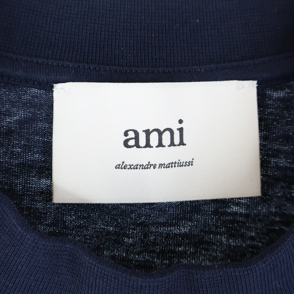 AMI Alexandre Mattiussi(アミアレクサンドルマテュッシ) 胸刺繡ロゴ クルーネック半袖Tシャツ ショートスリーブカットソー ネイビー BFUTS003.724