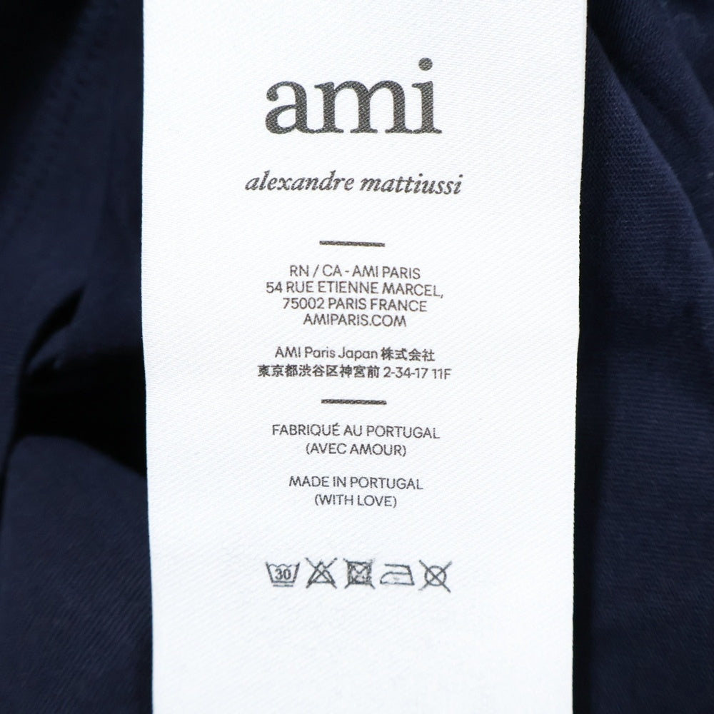 AMI Alexandre Mattiussi(アミアレクサンドルマテュッシ) 胸刺繡ロゴ クルーネック半袖Tシャツ ショートスリーブカットソー ネイビー BFUTS003.724