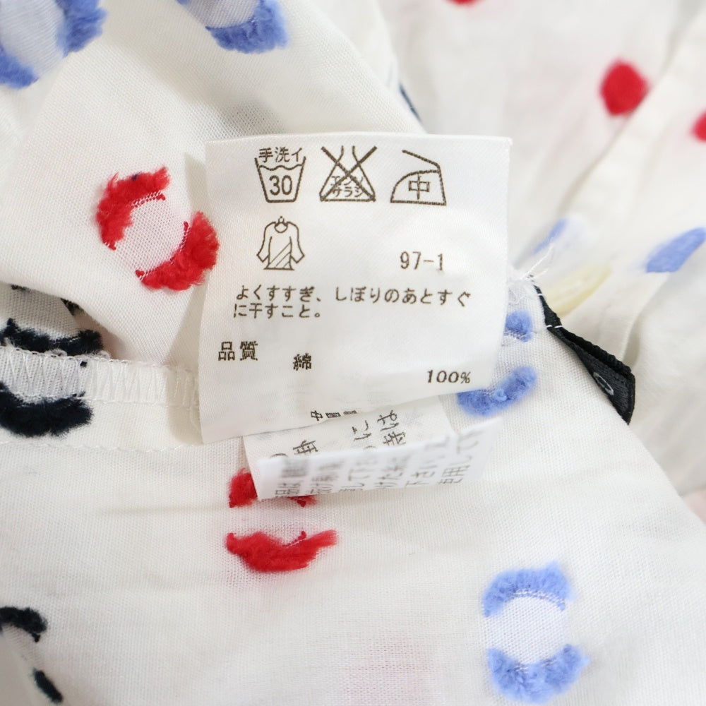 Paul Smith(ポールスミス) 刺繍 総柄 フロントポケット 半袖シャツ ホワイト レディース 220-5.CBL