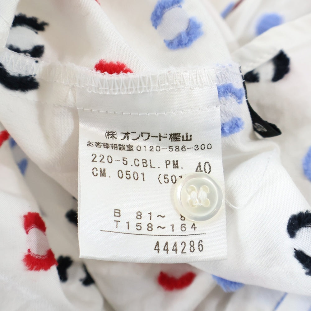 Paul Smith(ポールスミス) 刺繍 総柄 フロントポケット 半袖シャツ ホワイト レディース 220-5.CBL