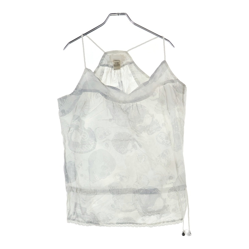DIESEL(ディーゼル) スカル総柄 ドローコード付き ノースリーブ タンクトップ ホワイト レディース