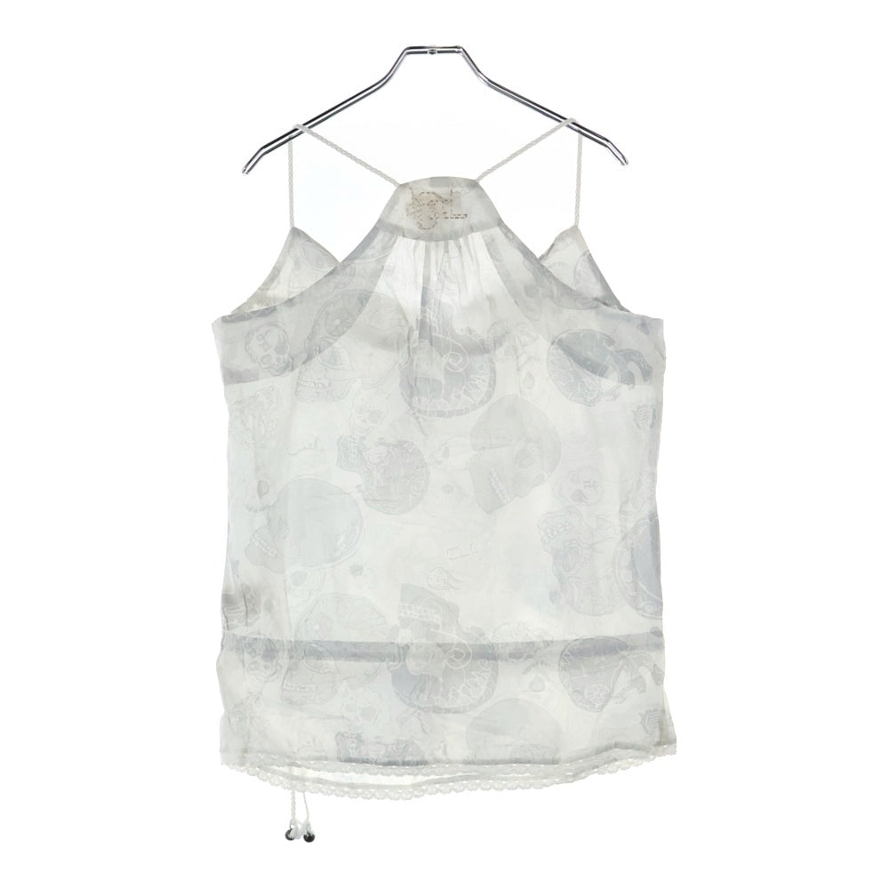 DIESEL(ディーゼル) スカル総柄 ドローコード付き ノースリーブ タンクトップ ホワイト レディース