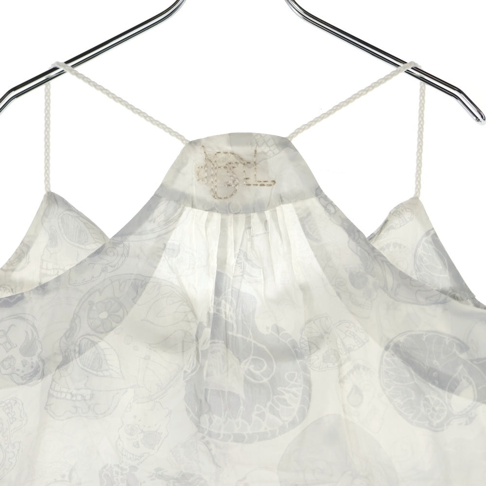 DIESEL(ディーゼル) スカル総柄 ドローコード付き ノースリーブ タンクトップ ホワイト レディース