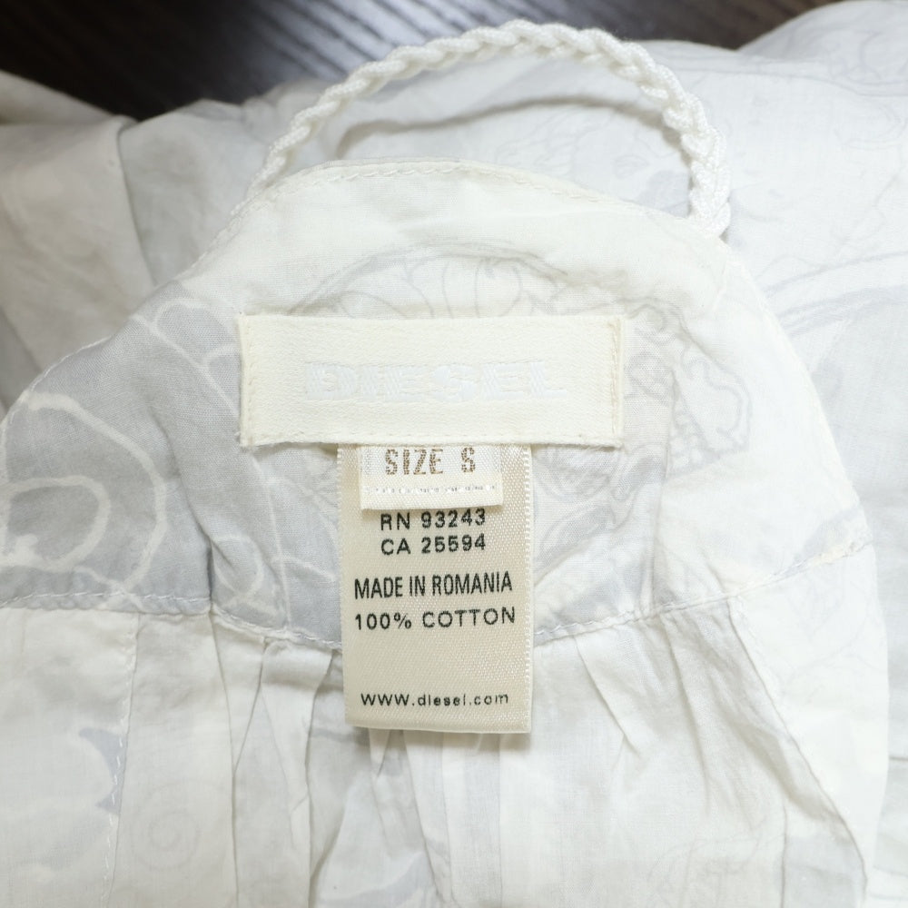 DIESEL(ディーゼル) スカル総柄 ドローコード付き ノースリーブ タンクトップ ホワイト レディース