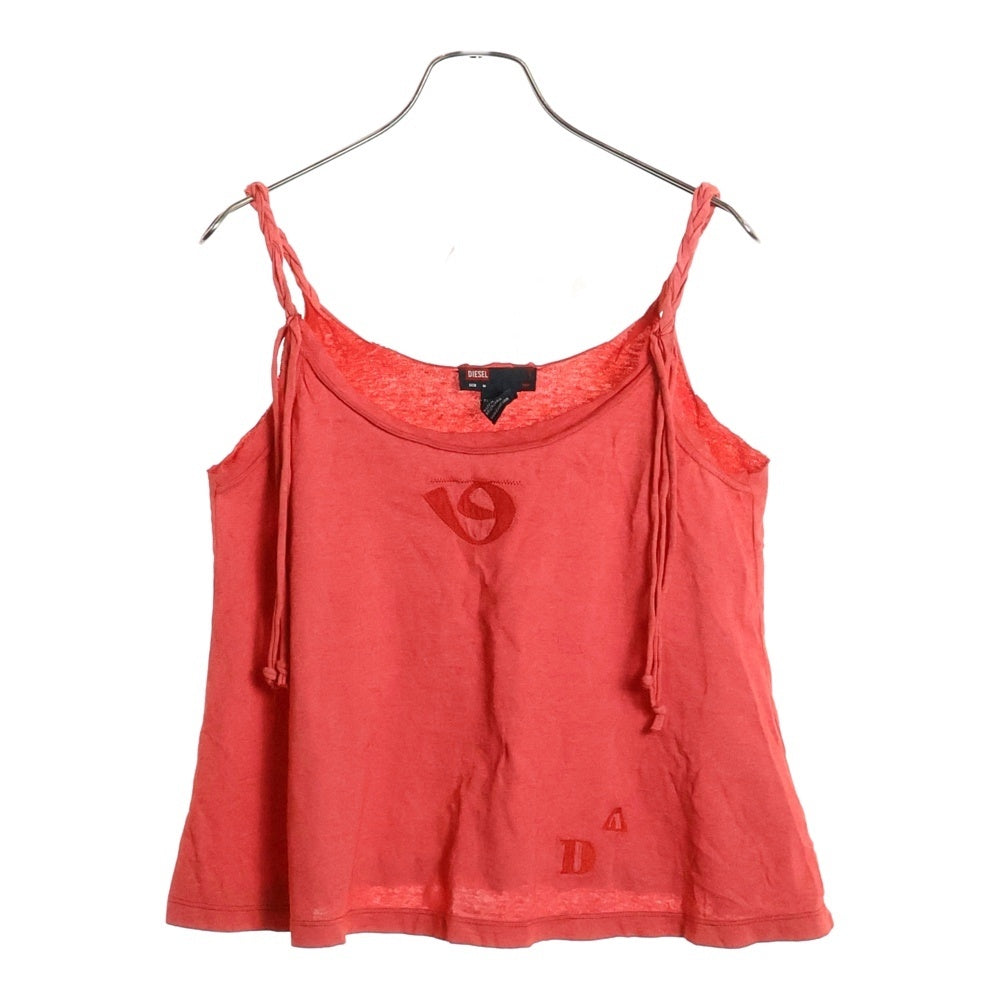 DIESEL(ディーゼル) 刺繍ロゴ ノースリーブ ショート丈 タンクトップ レディース レッド