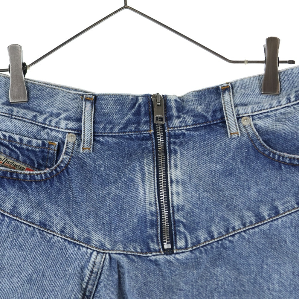 DIESEL(ディーゼル) フロントジップ 断ち切り デニム スカート インディゴ レディース