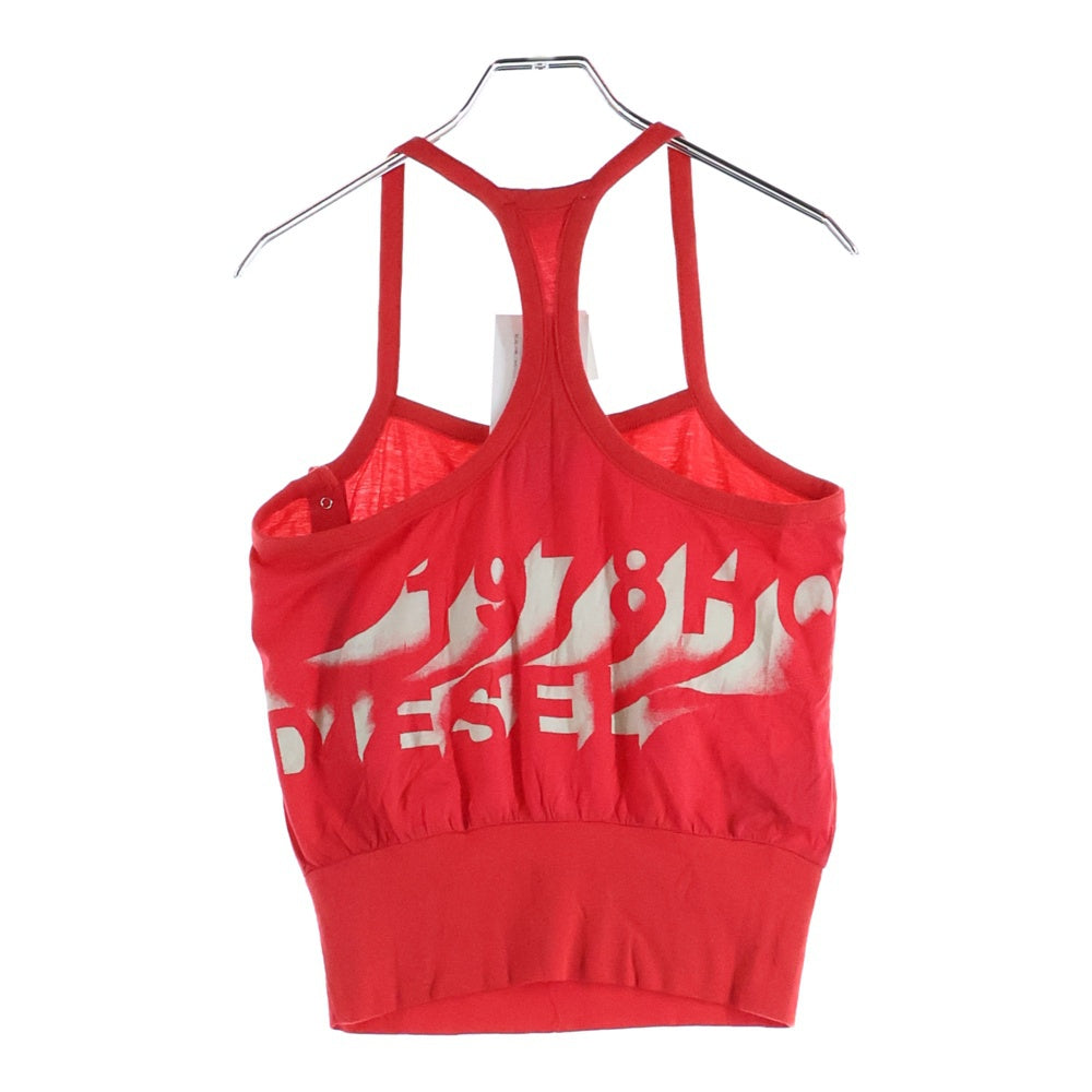 DIESEL(ディーゼル) バックプリント ノースリーブ タンクトップ レッド レディース